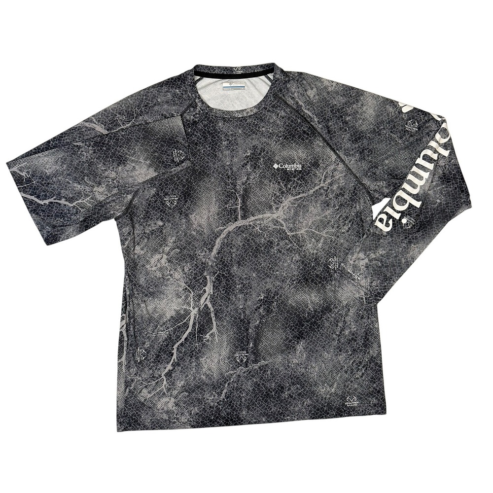 Columbia PFG Terminal Tackle LS Shirt Mens Large Realtree Mako Camo Gray